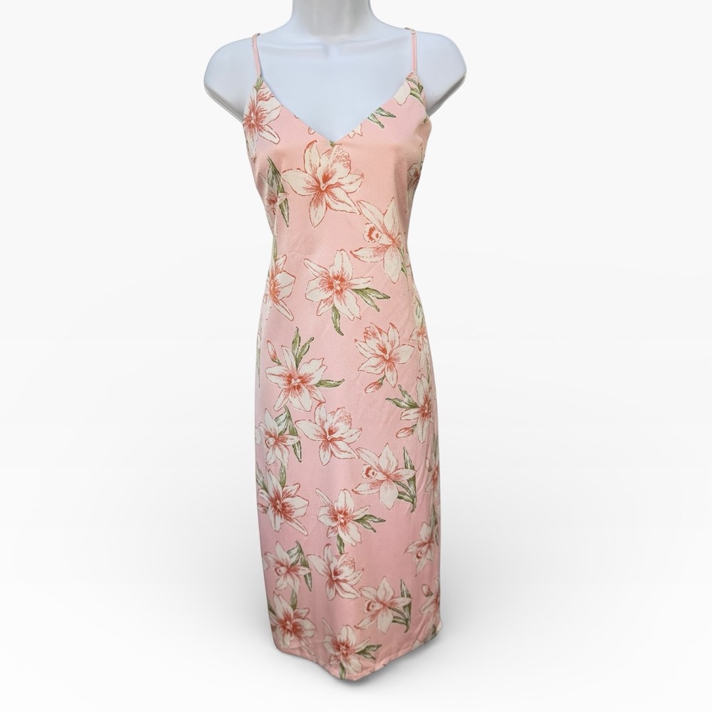 NWT Super Down Andi Tie Back Dress XL Pink floral v-neck sexy revealing NEW